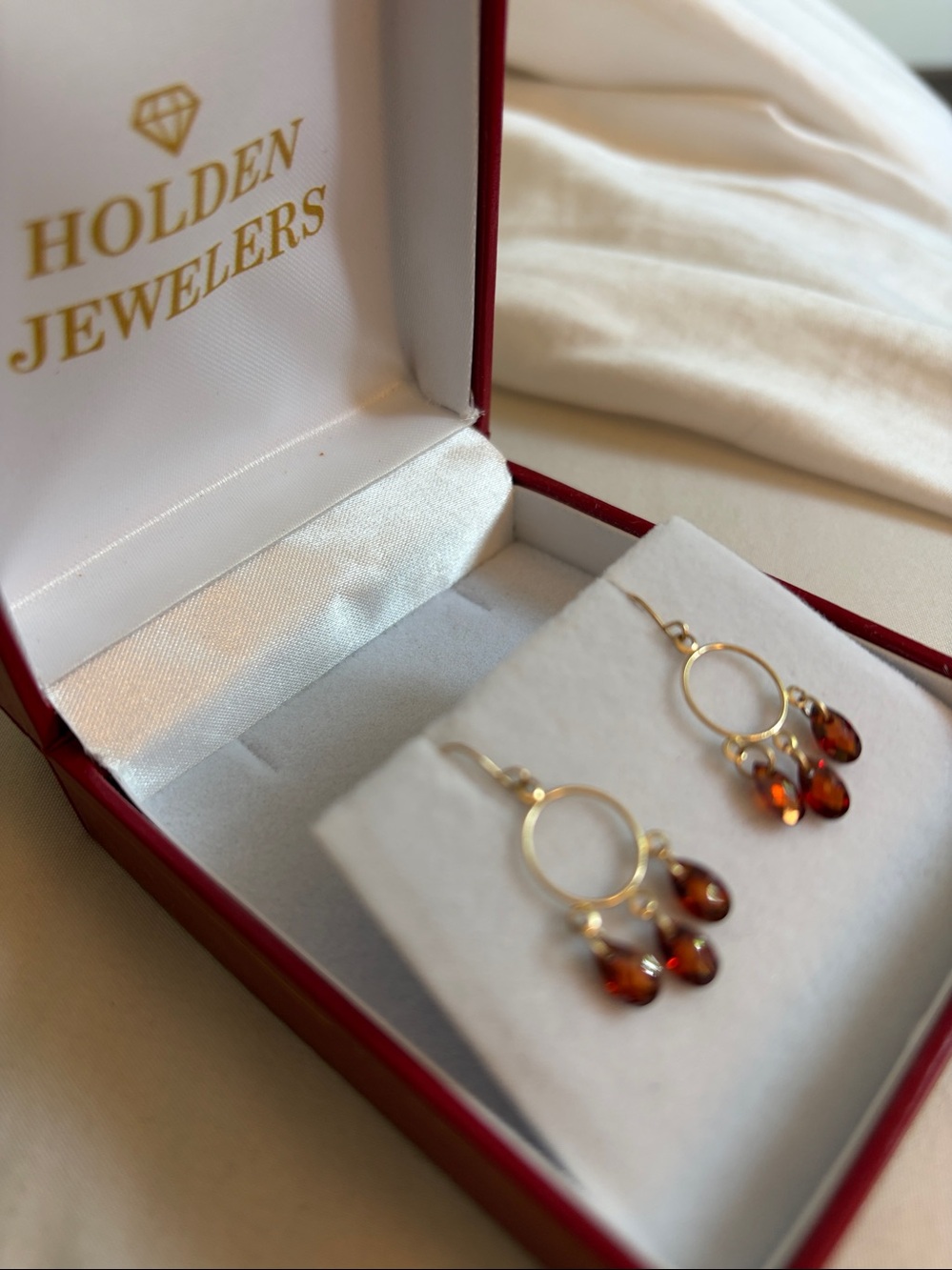 Belk & Co. 14k Garnet Chandelier Earrings (Stamped ZZ 585)